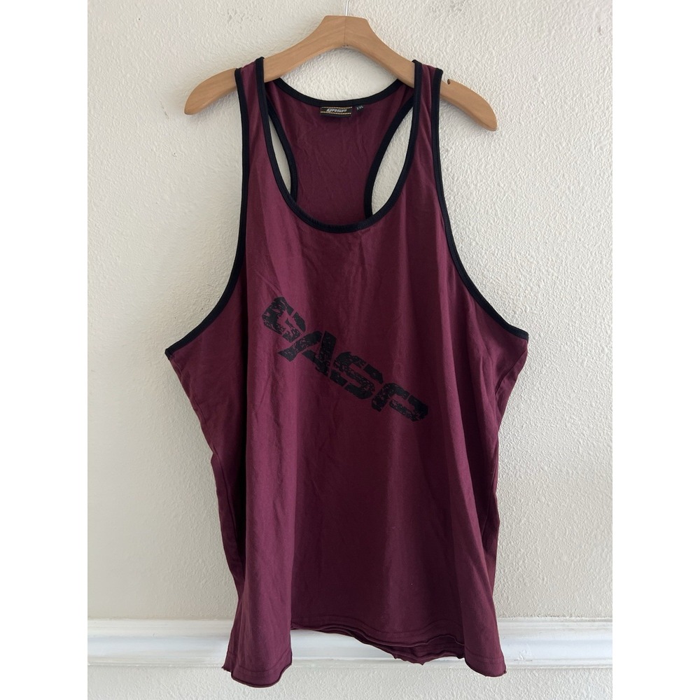 GASP Vintage T Back Stringer Bodybuilding Tank Top Shirt XXL Maroon Gym Workout